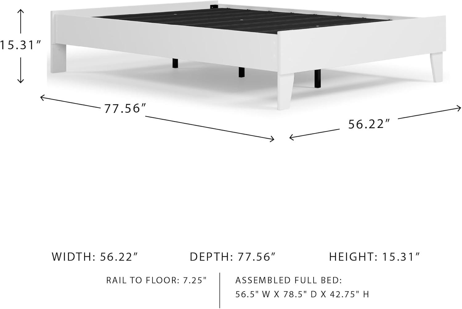 Full Piperton Platform Bed White - Signature Design by Ashley: Modern Style, No Box Spring Needed
