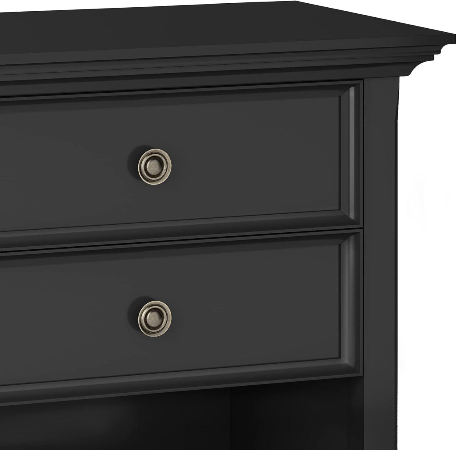 Simpli Home Amherst 24"W 2-Drawer Solid Wood Nightstand with Open Shelf