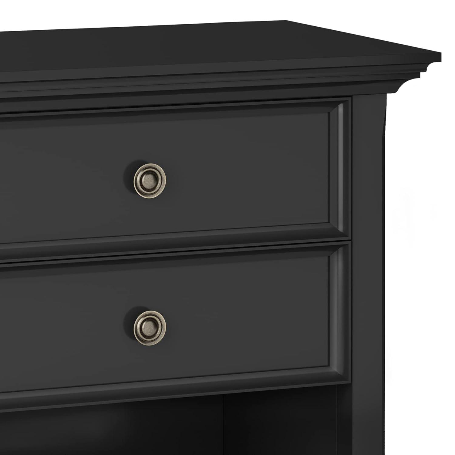 Simpli Home Amherst 24"W 2-Drawer Solid Wood Nightstand with Open Shelf