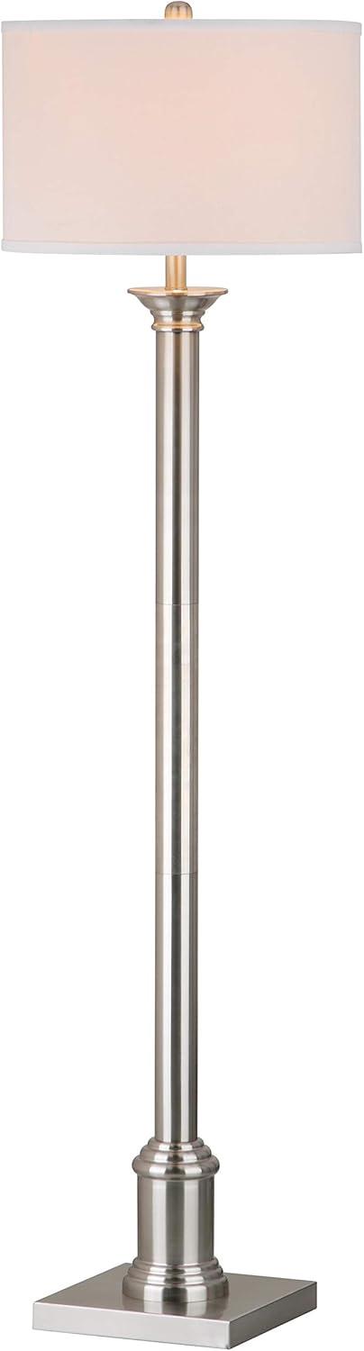 Livia 60" Nickel Floor Lamp with White Cotton Shade