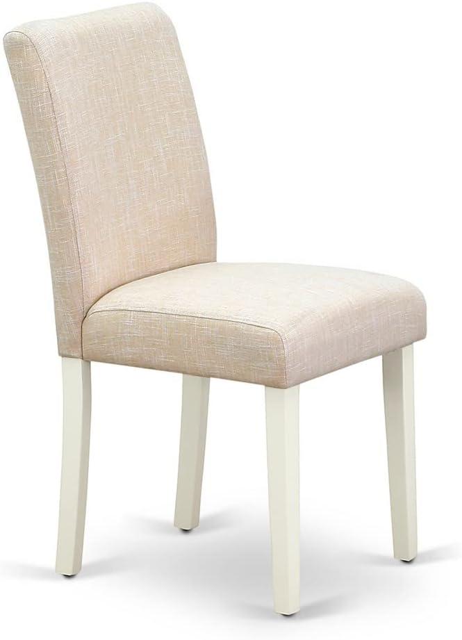 East West Furniture Dublin 3-piece Wood Dining Set with Linen Seat in White