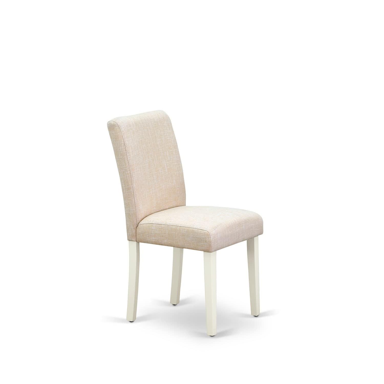 East West Furniture Dublin 3-piece Wood Dining Set with Linen Seat in White