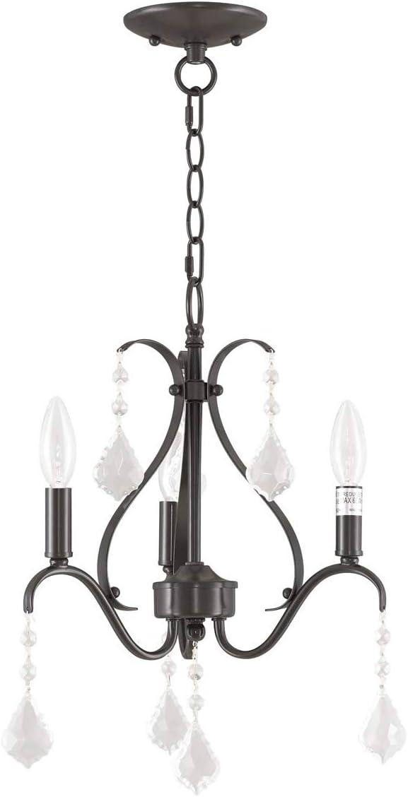 Caterina English Bronze 3-Light Mini Chandelier with Clear Crystals