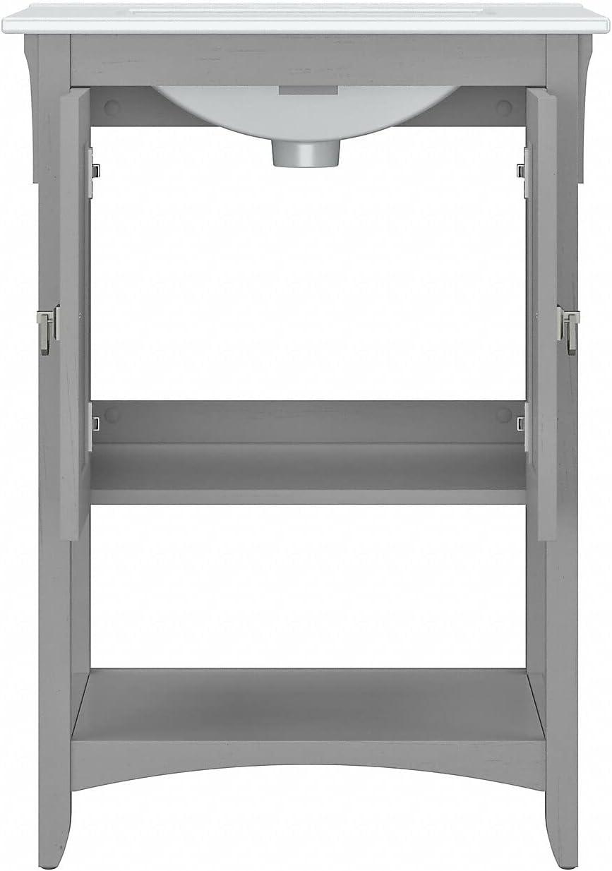 Double Bathroom Vanity with Ceramic Top with Mirror