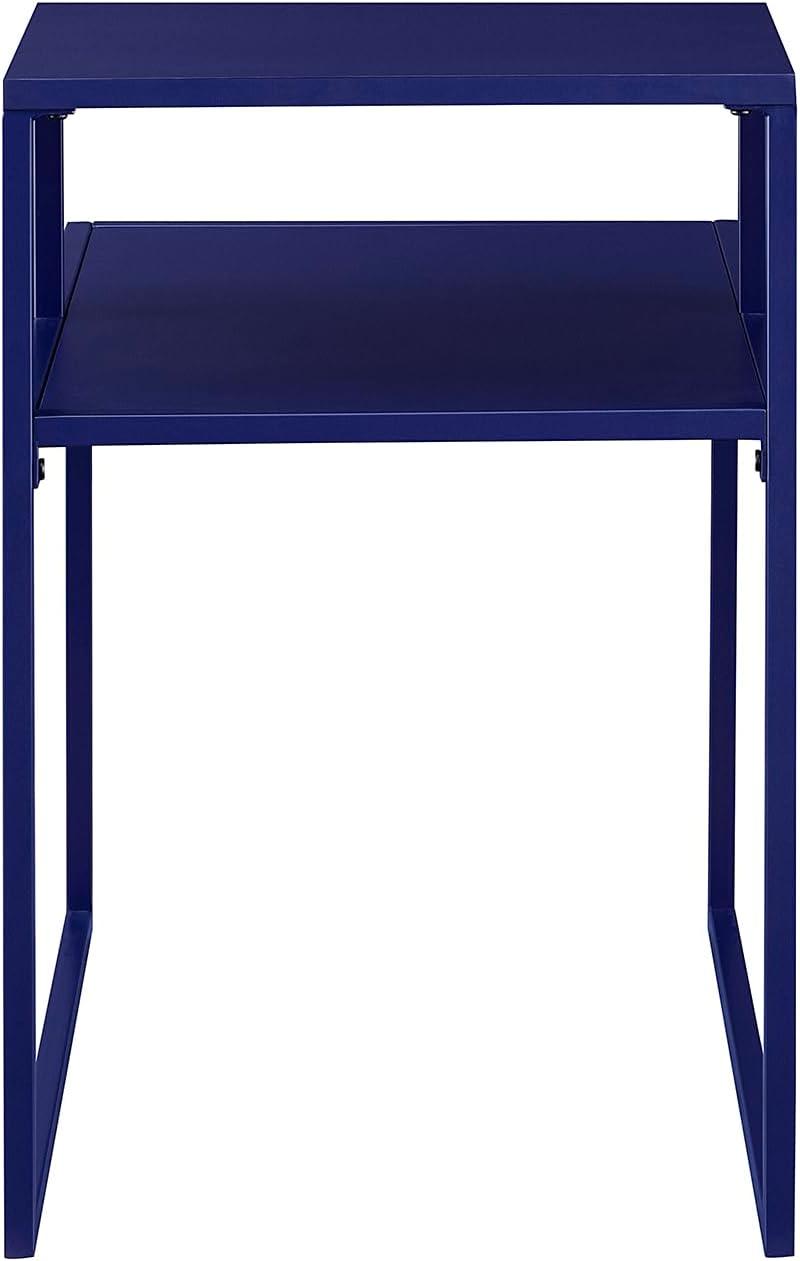 Walker Edison 16" Two Tiered Side Table Metal and Engineered Wood in Blue