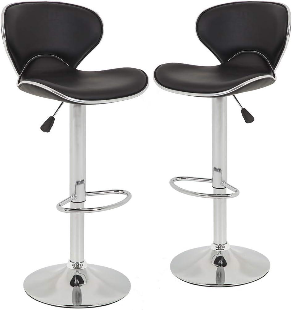 BestOffice Bar Stools Set of 2, Counter Height Adjustable Bar Stools with Back Bar Stool PU Leather Swivel Bar Stool Kitchen Counter Bar Stools Dining Chairs