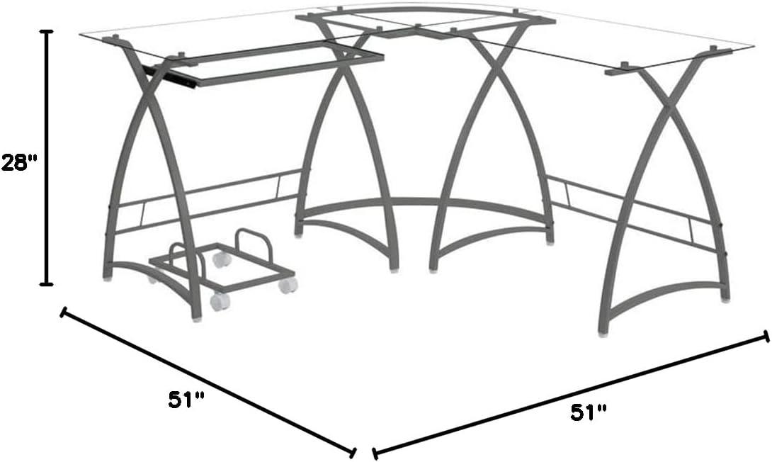 Dazenus Glass Top Metal Base Writing Desk