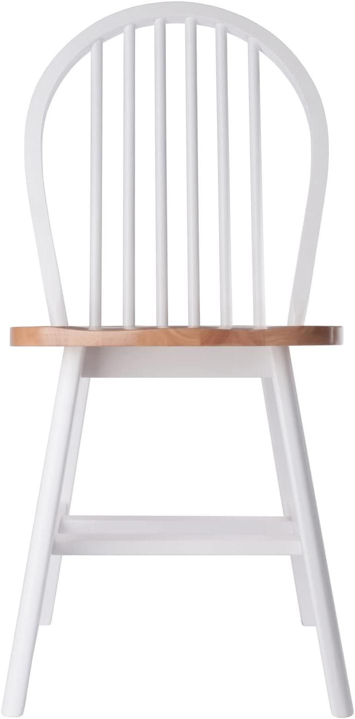 Winsome 2pc Windsor Chair Set Natural/White : Wood Frame, Spot Clean, Transitional Style, No Tools Assembly