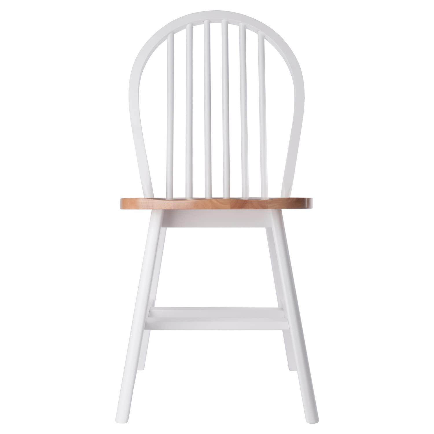 Winsome 2pc Windsor Chair Set Natural/White : Wood Frame, Spot Clean, Transitional Style, No Tools Assembly