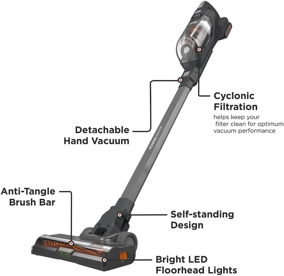 Gray Convertible Bagless Cordless Stick Vacuum with LED Lights