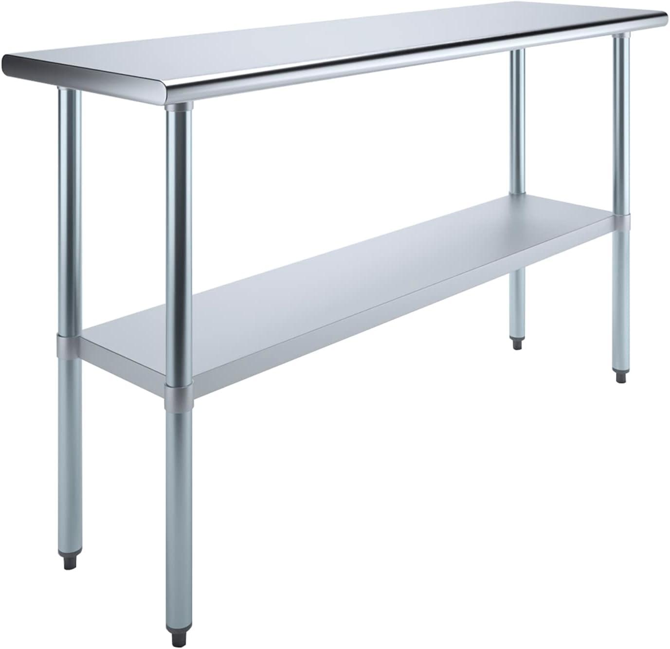 Amgood Stainless Steel Work Table with Undershelf. Metal Prep Table. NSF - Certified