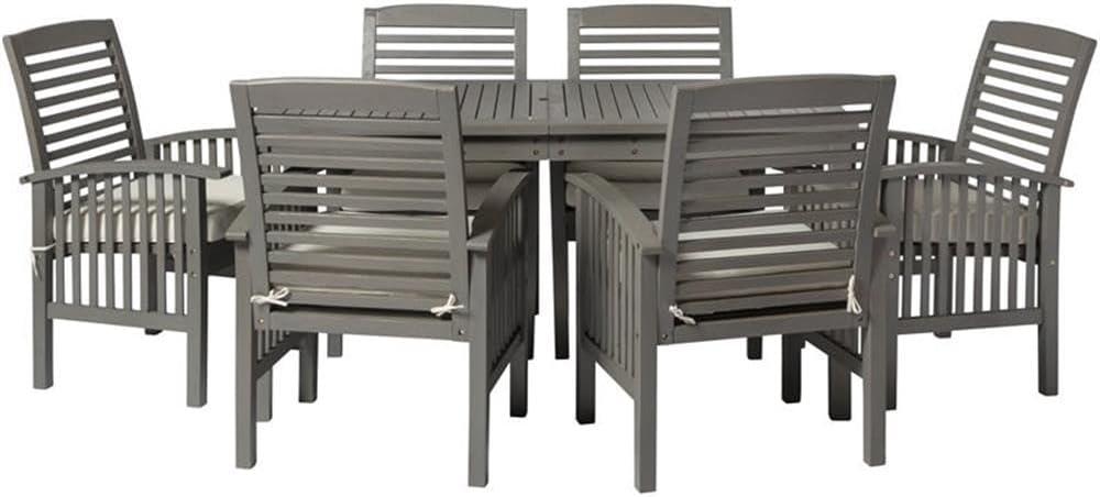 Outdoor Classic Traditional Modern Contemporary Acacia Wood Simple Patio 7-Piece Dining Set - Brown