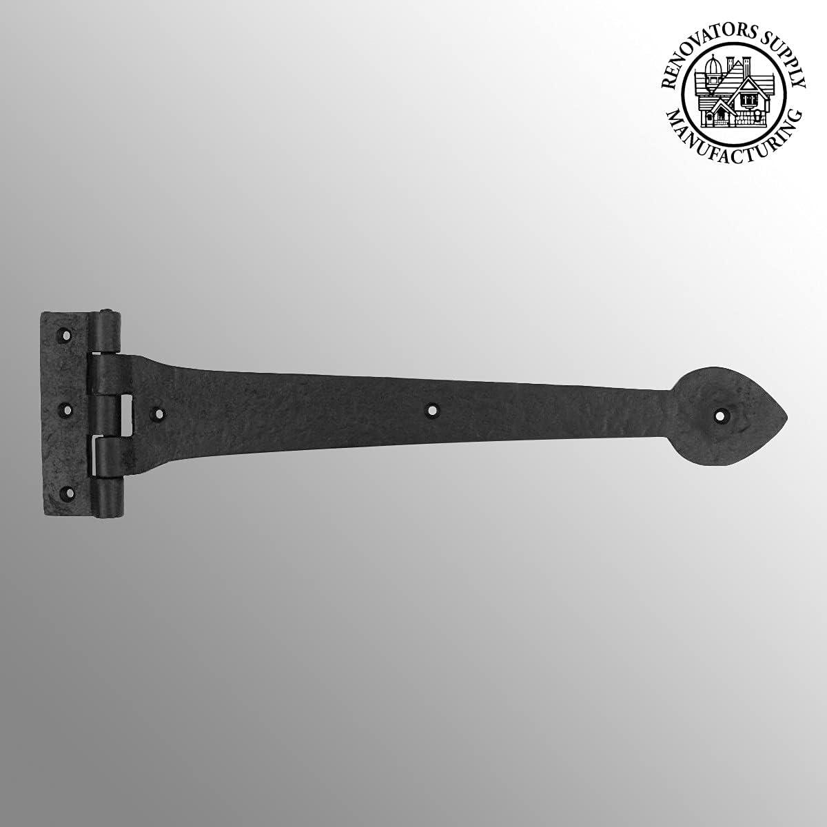 15-Inch Black Wrought Iron Spade Tip Gate Strap Hinge