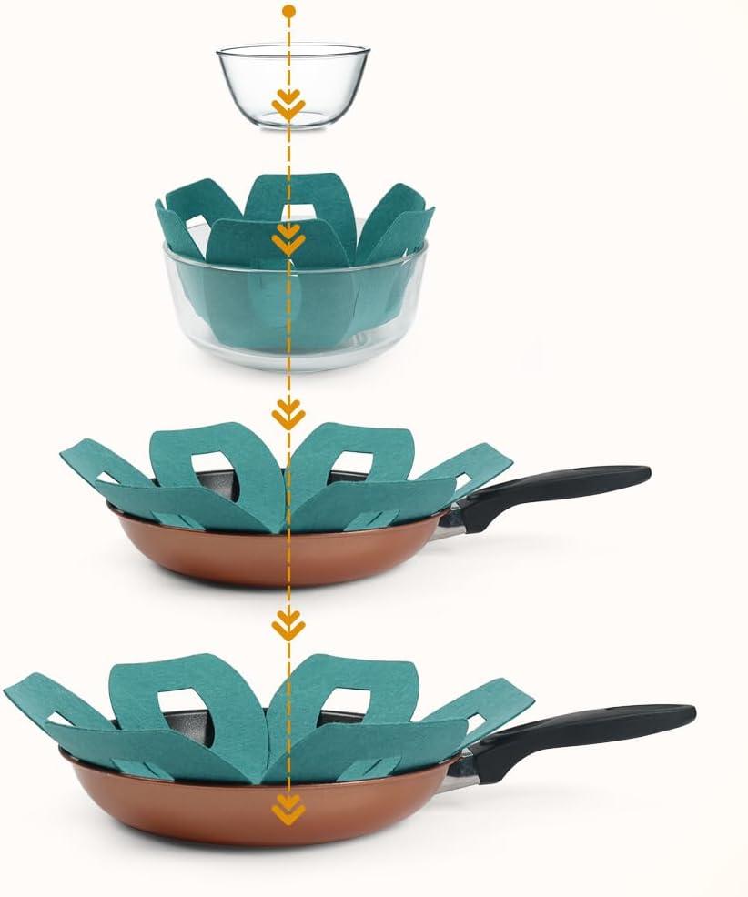12Pcs Pot and Pan Protectors, Felt Pan Protector Pads, Cyan Pot Separators Protectors for Stacking and Protecting Your Cookware