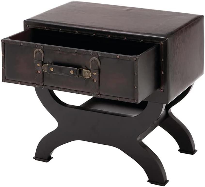 Urban Designs Imported Olde London Suitcase Accent and End Table, Small, Espresso