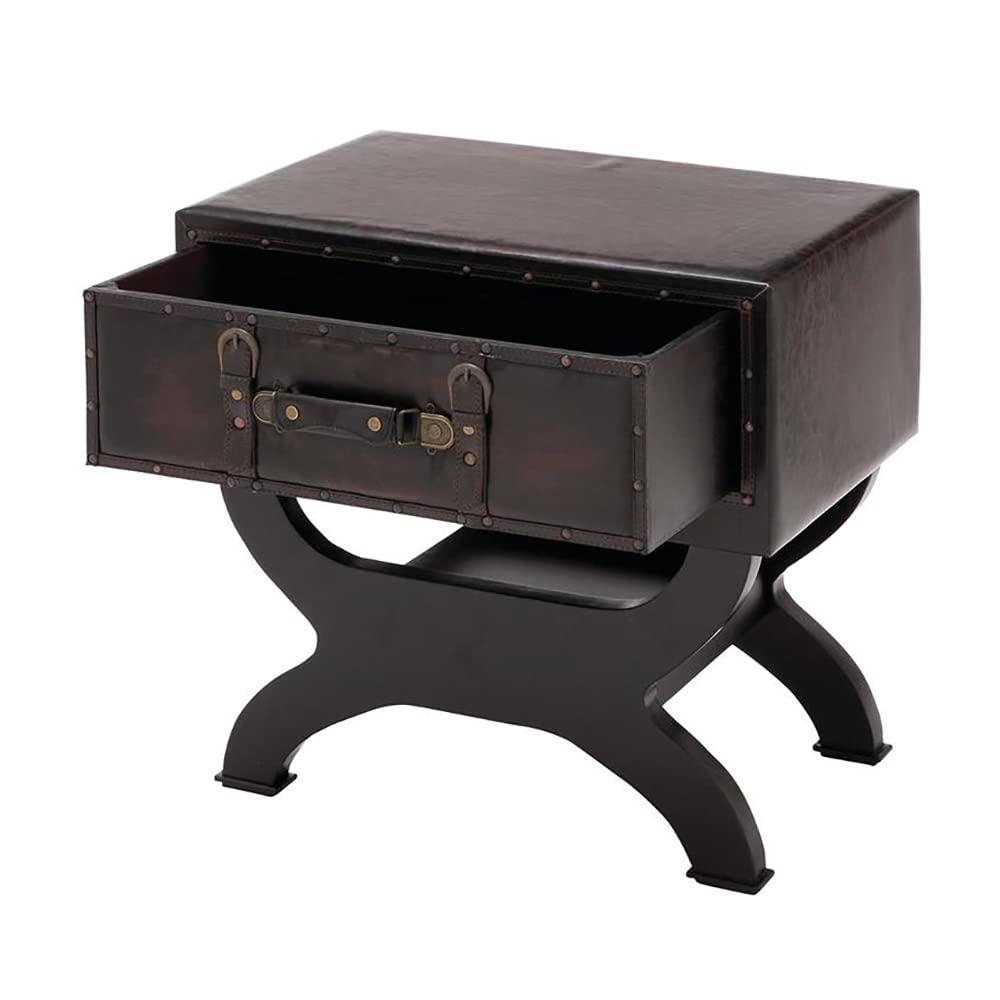 Urban Designs Imported Olde London Suitcase Accent and End Table, Small, Espresso