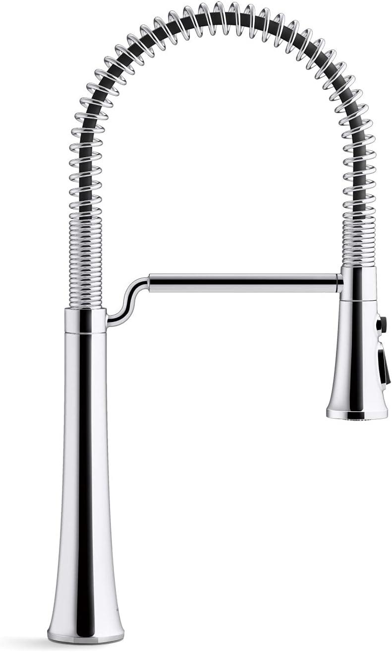 Kohler Tone Single Handle Semi-Professional Pre-Rinse Kitchen Sink Faucet with Three-Function Pull Down Sprayer