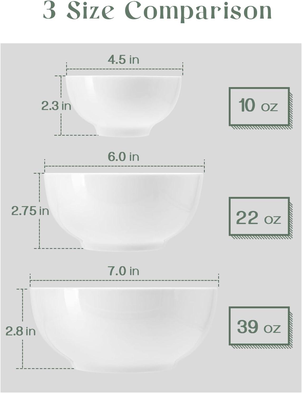DOWAN 39 OZ Large Deep Bowls Set of 4 - White Ceramic Bowls for Ramen, Pasta, Salad, Mixed Fruit - Dishwasher & Microwave Safe