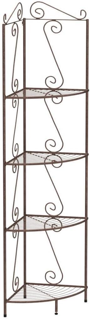 Industrial Brown Steel Corner Bookcase with Scroll Design