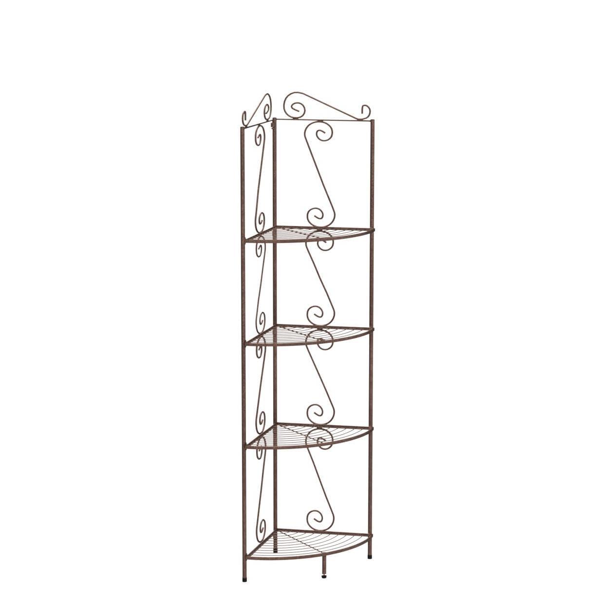 Monarch Specialties Bookshelf, Bookcase, Etagere, Corner, 4 Tier, 70"H, Office, Bedroom, Brown Metal