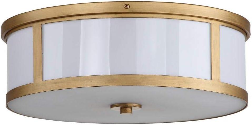 SAFAVIEH Avery 2 Light 17 in. Dia. Drum Flush Mount, Antique Gold