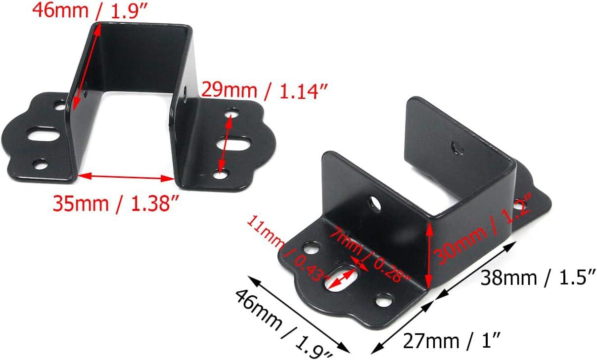 Coshar 4Pcs Heavy Duty Bed Rail Fittings Black Bed Frame Brackets Adapter U-Shape Bed Supporters Hardware for Bunk Bed Headboard, 3.62"x1.9"(L*W)