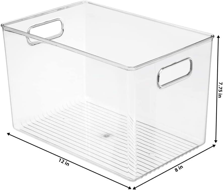 iDesign Linus BPA-Free Plastic Deep Kitchen Storage Bin with Handles - 12" x 8" x 7.75", Clear