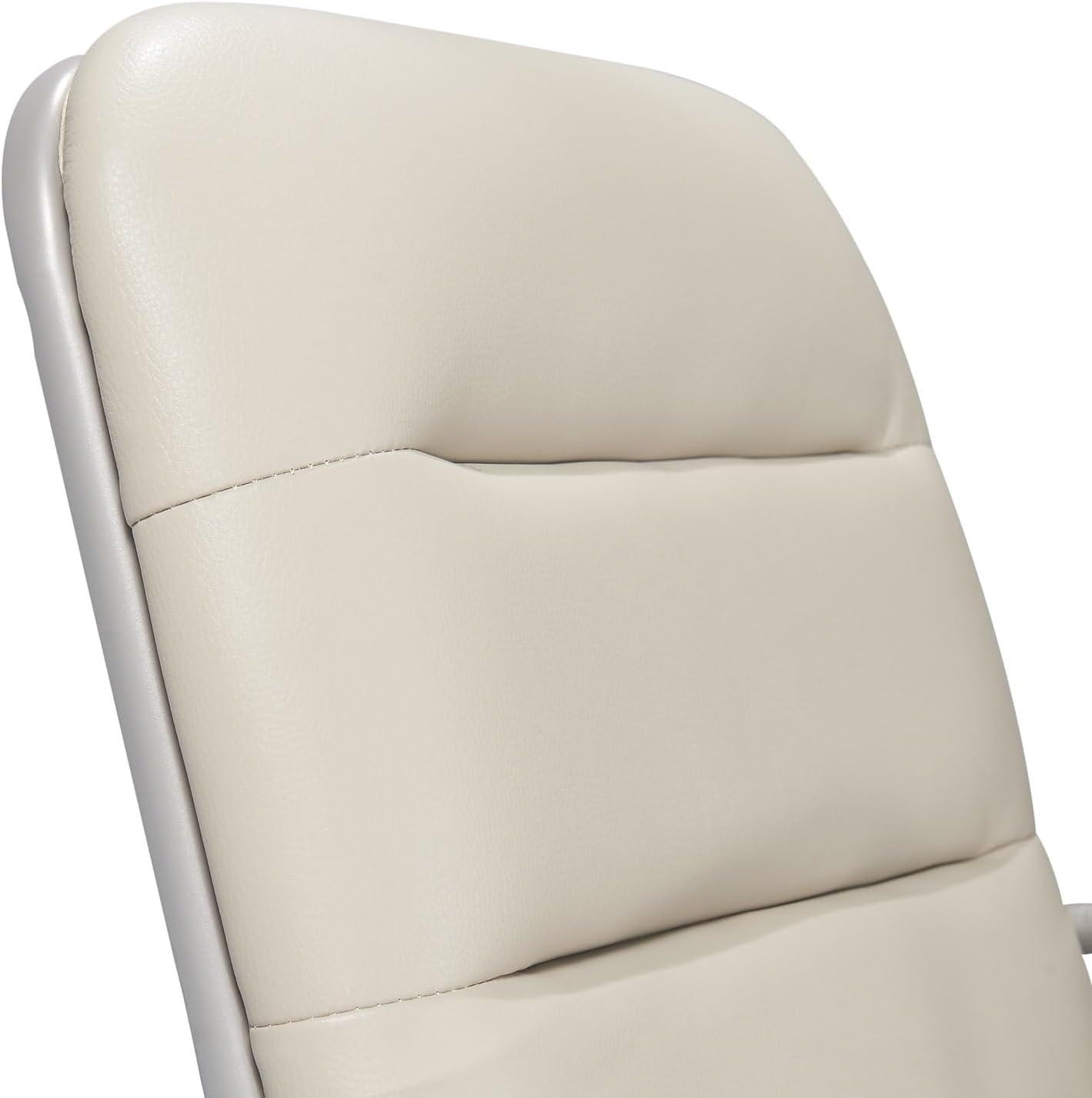 Ivory White Executive Leather Swivel Chair with Metal Frame