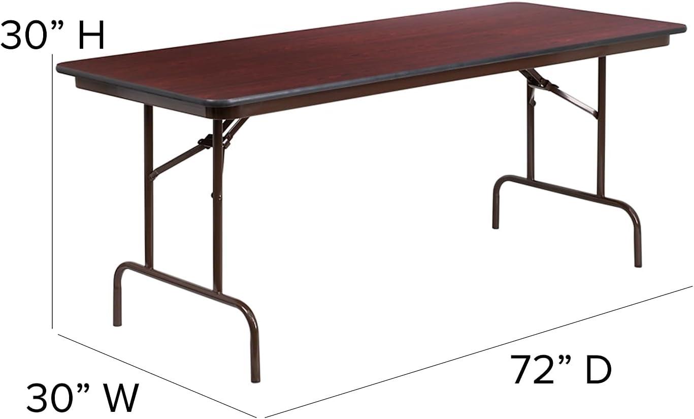 Wofford 24" x 48" Rectangular Mahogany Melamine Laminate Folding Banquet Table