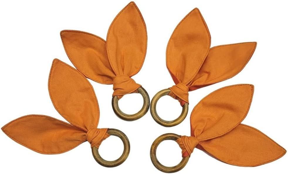 | Set of 4 Bunny Ears Napkin Rings | Home Decor, Dining Table Decor | Easter Decorations for Table (Orange)