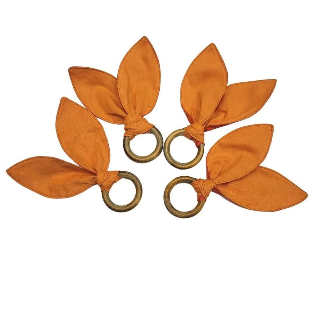 | Set of 4 Bunny Ears Napkin Rings | Home Decor, Dining Table Decor | Easter Decorations for Table (Orange)