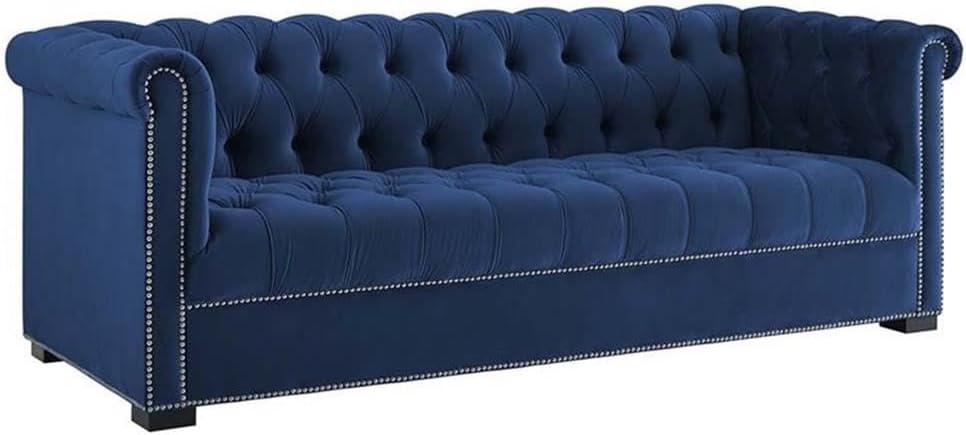 Modway Heritage Performance Velvet Sofa in Midnight Blue