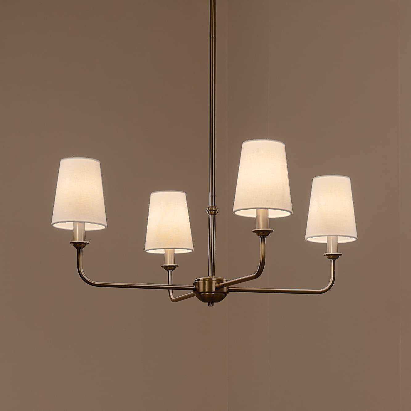 Brushed Brass 4-Light Mini Chandelier with Fabric Shades