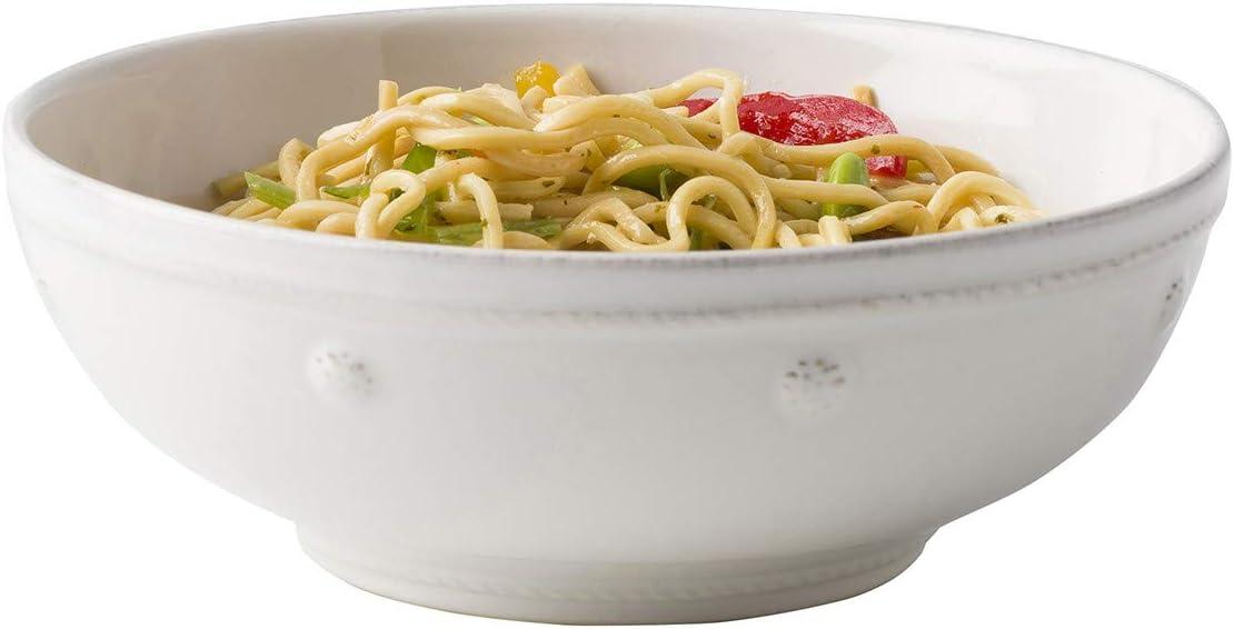 White Embossed Ceramic Cottagecore Pasta Bowl