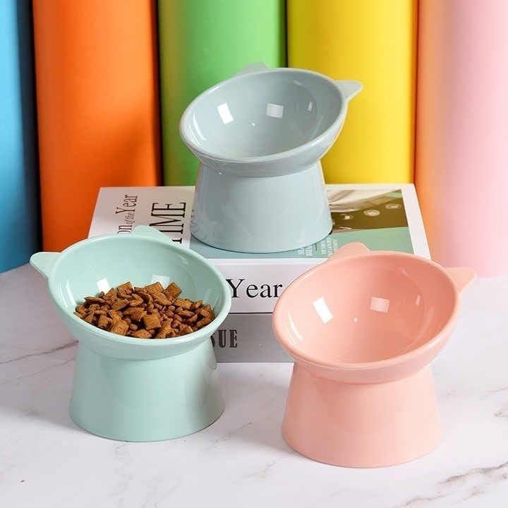 Cat Bowls Elevated Tilted, Raised Cat Food Bowls, Plastic as Ceramic Raised Cat Bowl, Cat Bowls Whisker Friendly, Cat Food Bowl, Cat Food Dishes (3 Set)