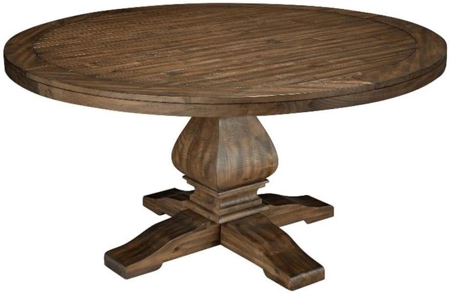 Alpine Furniture Kensington 60" Round Solid Pine Dining Table in Walnut