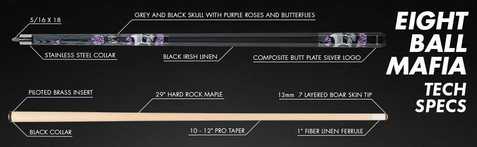 Eight Ball Mafia Eight Ball Mafia Wood Pool Cues