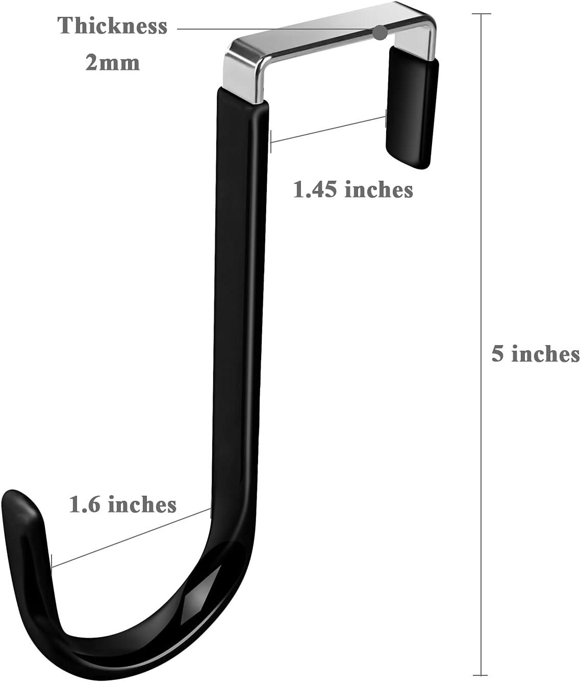 Over The Door Hooks, 4 Pack Upgraded Long Door Hangers Hooks with Rubber Prevent Scratches Heavy Duty Organizer Hooks for Hanging Clothes, Towels, Hats, Coats, Bags Black