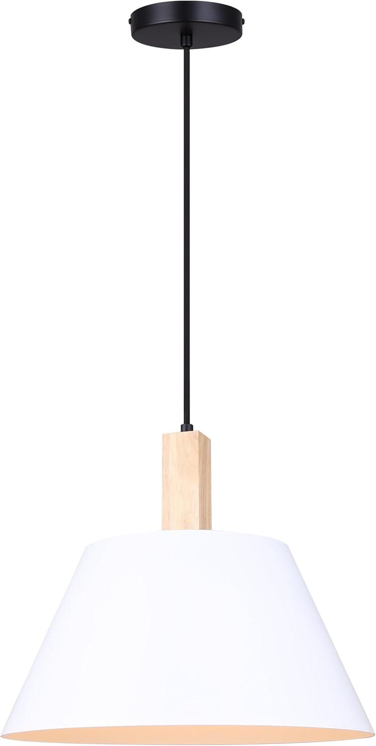 Harlyn 14.5-Inch Matte Black and White Wood Pendant Light