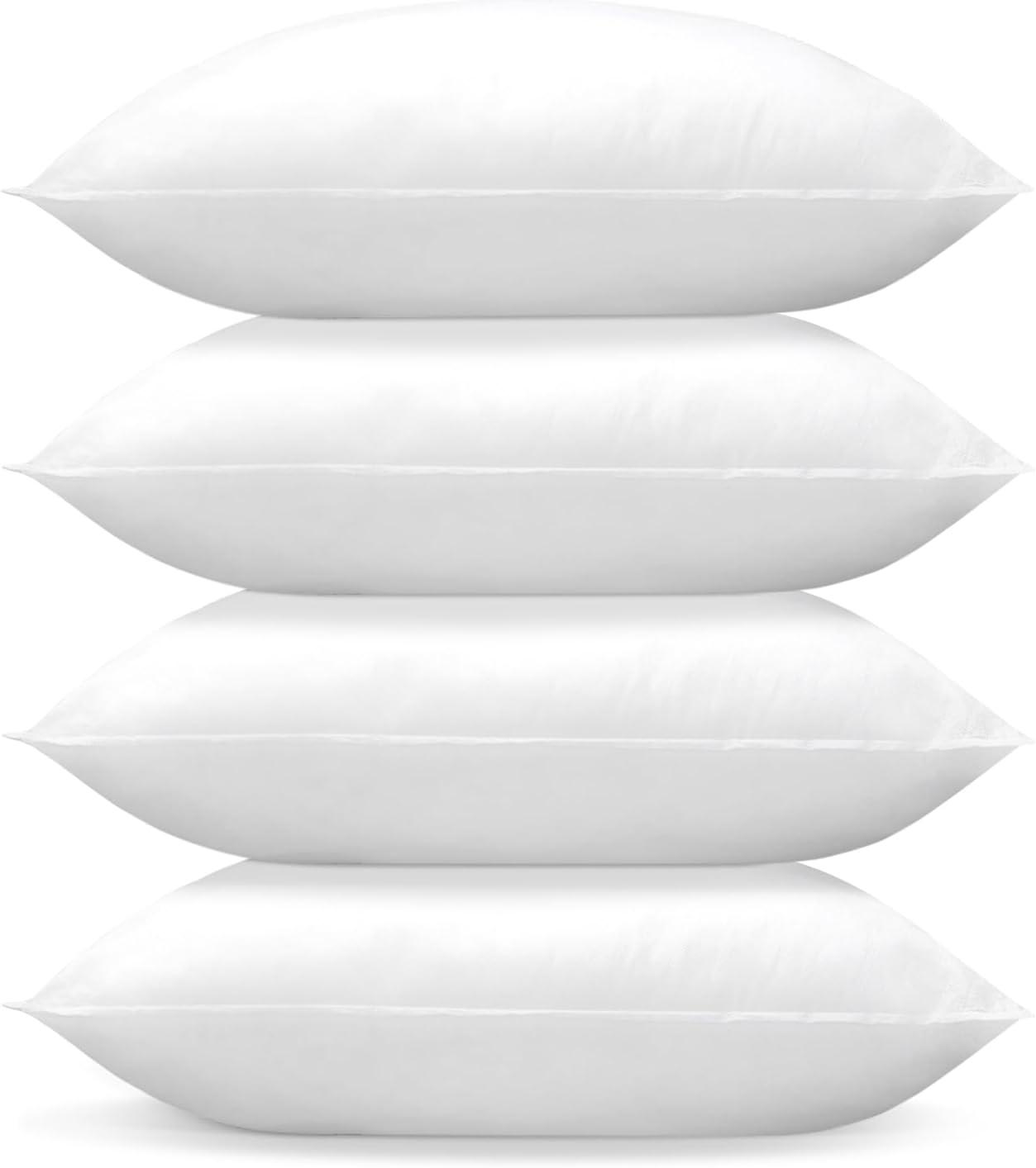 White Polyester Square Throw Pillow Inserts, 18x18 Inch, Set of 4