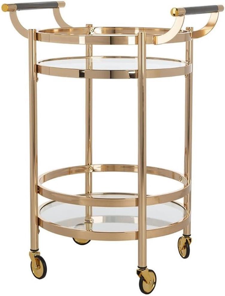 Sienna 2 Tier Round Bar Cart - BCT8001B - Gold/Glass - Safavieh