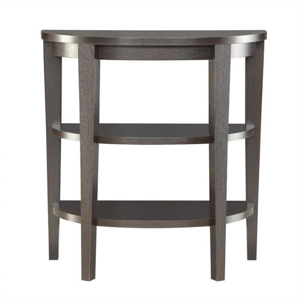 Convenience Concepts Newport Half-Circle Console Table with Shelves, Espresso