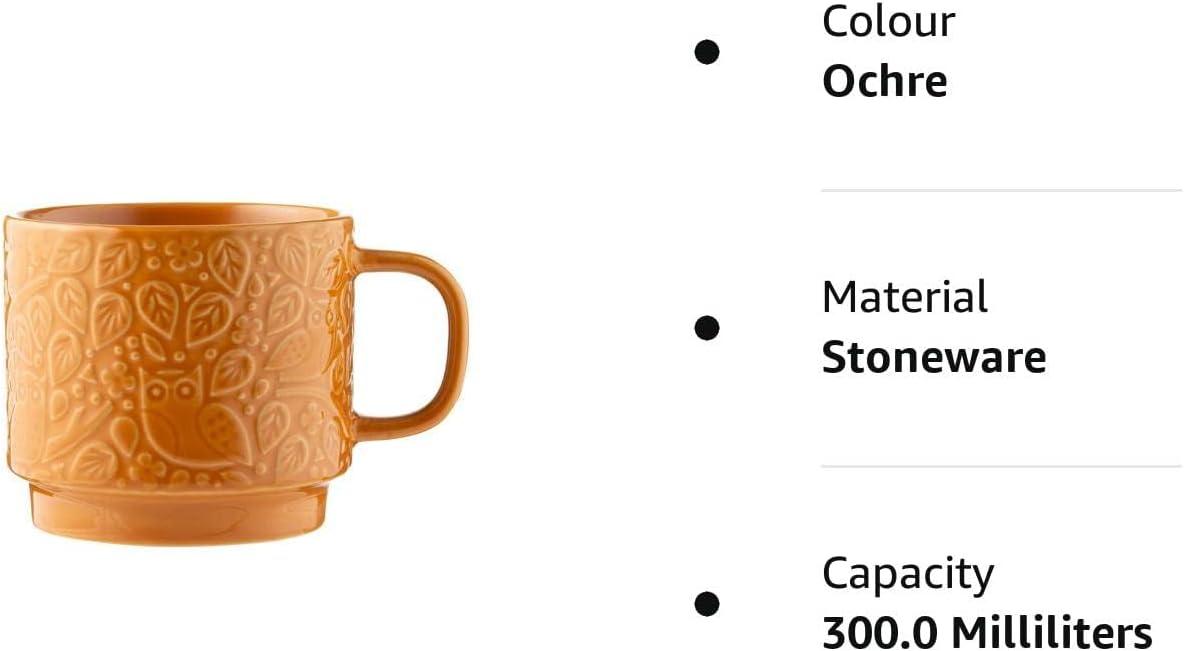 Ochre Ceramic Embossed Forest Design Mug