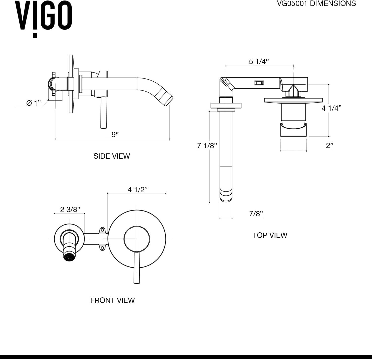 Olus 5" W Single Handle WaterSense Wall Mount Bathroom Faucet