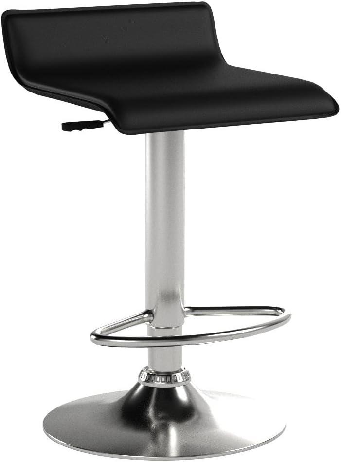 Sleek Modern Glam Adjustable Black Leather Swivel Counter Stools - Set of 2