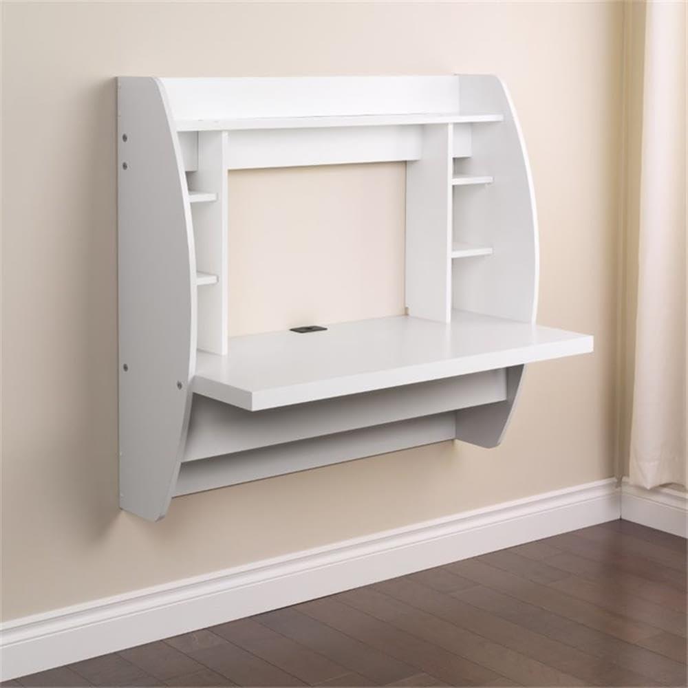 Prepac Floating Desk - Versatile Wall Mounted Desk for Small Spaces, Efficient Computer Desk with Storage, Black Wall Desks, Perfect for Modern Homes
