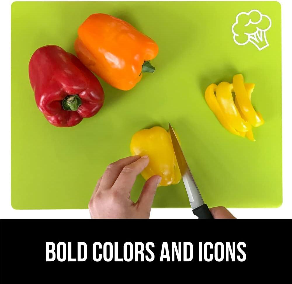GORILLA GRIP Cutting Board Set of 5, Flexible, Durable Plastic Chopping Mats, 15x12, Multicolor