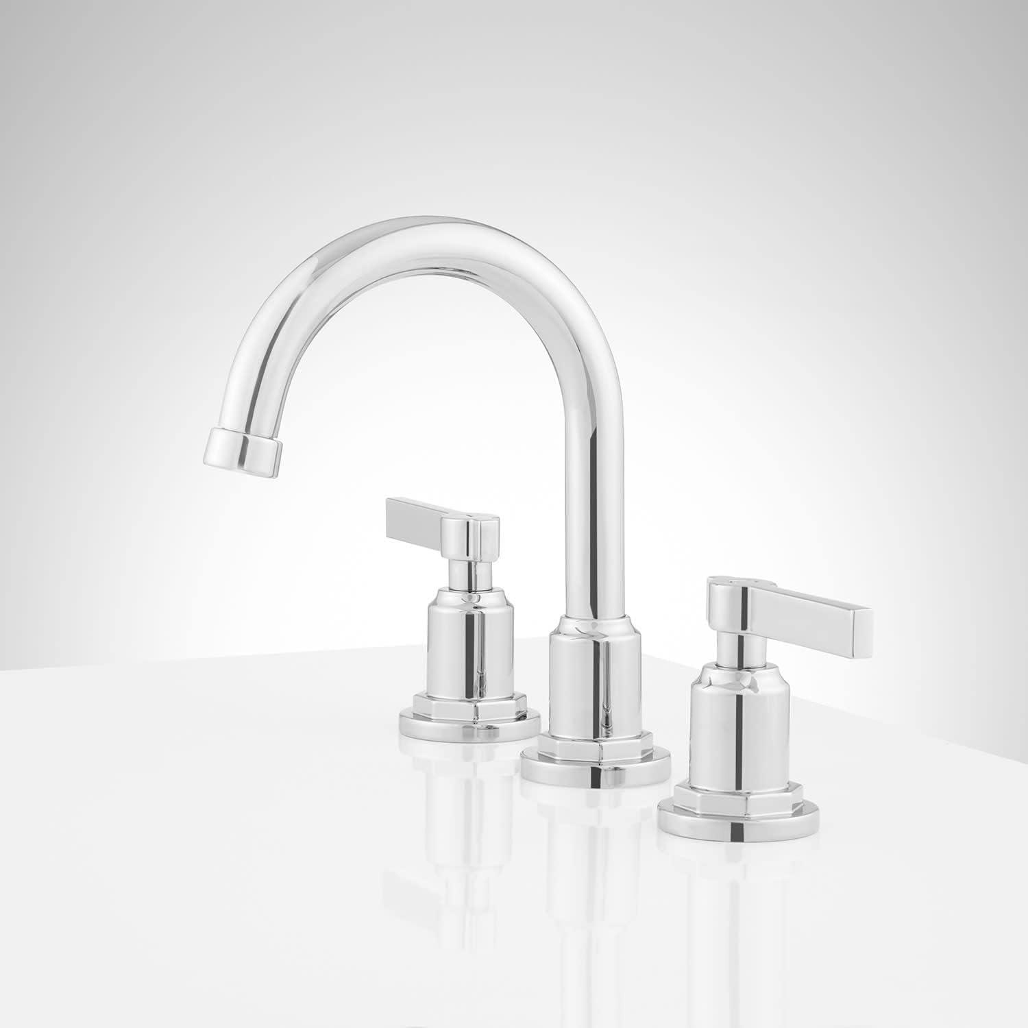 Greyfield 1.2 GPM Widespread Bathroom Faucet with Metal Lever Handles and Pop-Up Drain Assembly