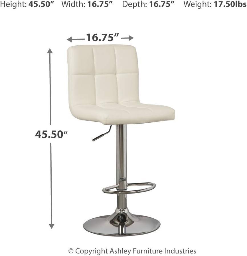 Modern Contour Adjustable Swivel Barstool in Bone Faux Leather