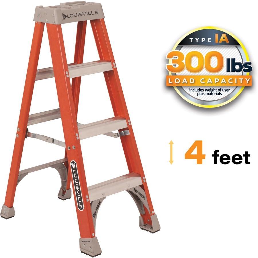 Louisville Ladder 4 ft. Fiberglass Step Ladder, 300 lbs. Load Capacity Type IA Duty Rating